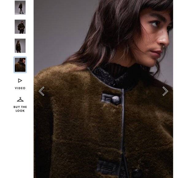 MANGO Olive Green Faux Fur Oversized Jacket  Size M NWT - Picture 4 of 7